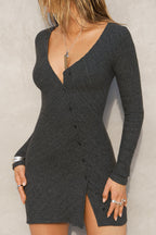 Asymmetrical Button Mini Dress