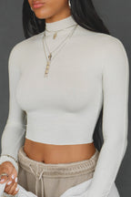 Cropped Mock Neck Long Sleeve