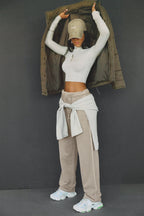 Cropped Mock Neck Long Sleeve