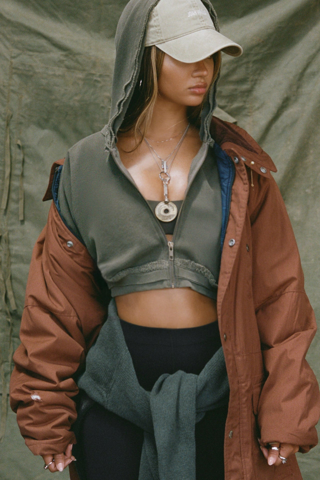 Deconstructed Crop Zip Hoodie