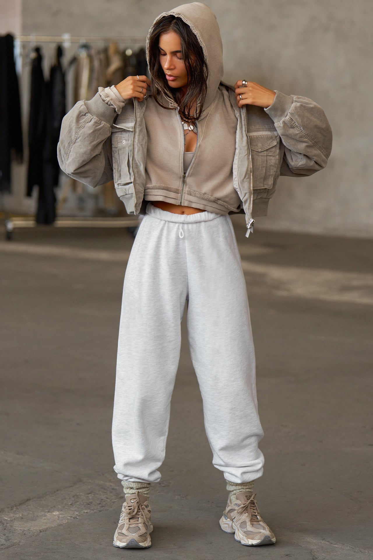 Deconstructed Crop Zip Hoodie