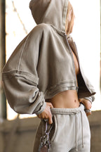 Deconstructed Crop Zip Hoodie
