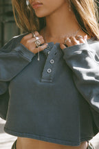 Henley Crop Sweatshirt