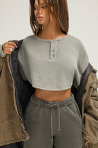 Henley Crop Sweatshirt