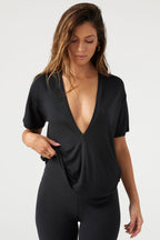 Deep V Neck Tee - Black