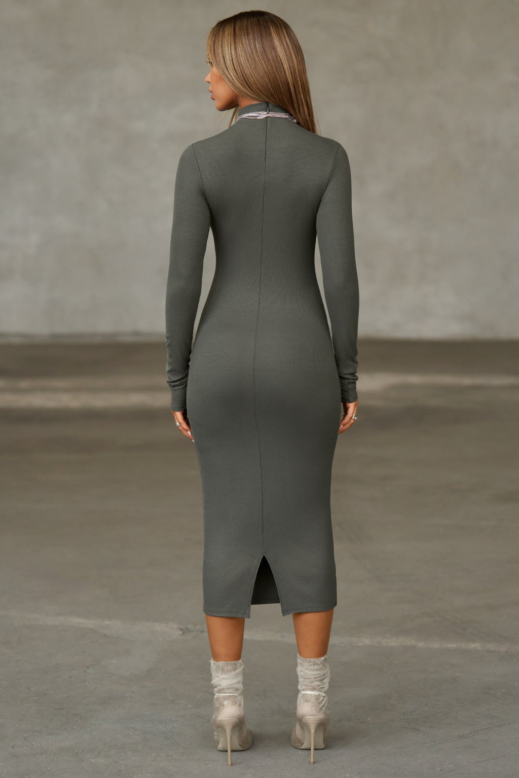 Mock Neck Midi Dress