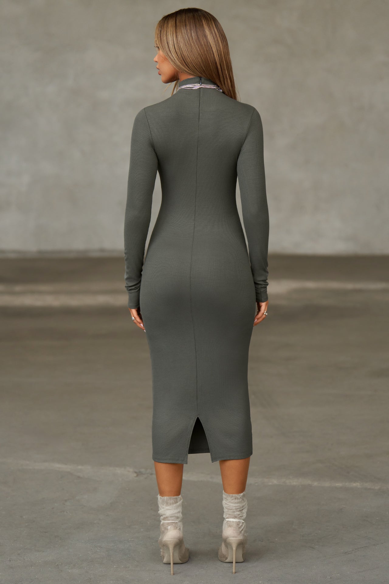 Mock Neck Midi Dress