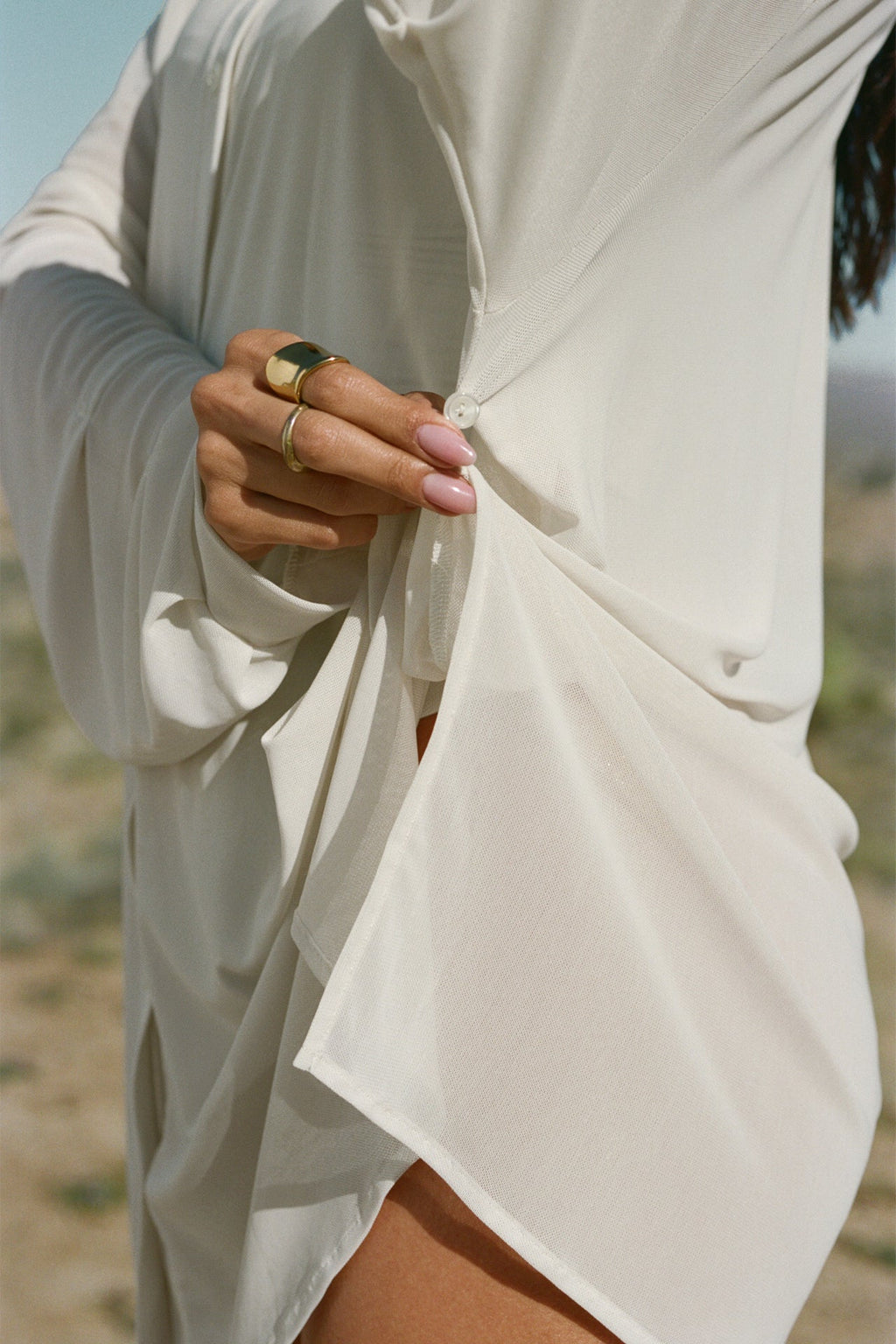 Oversized Sheer Button Down