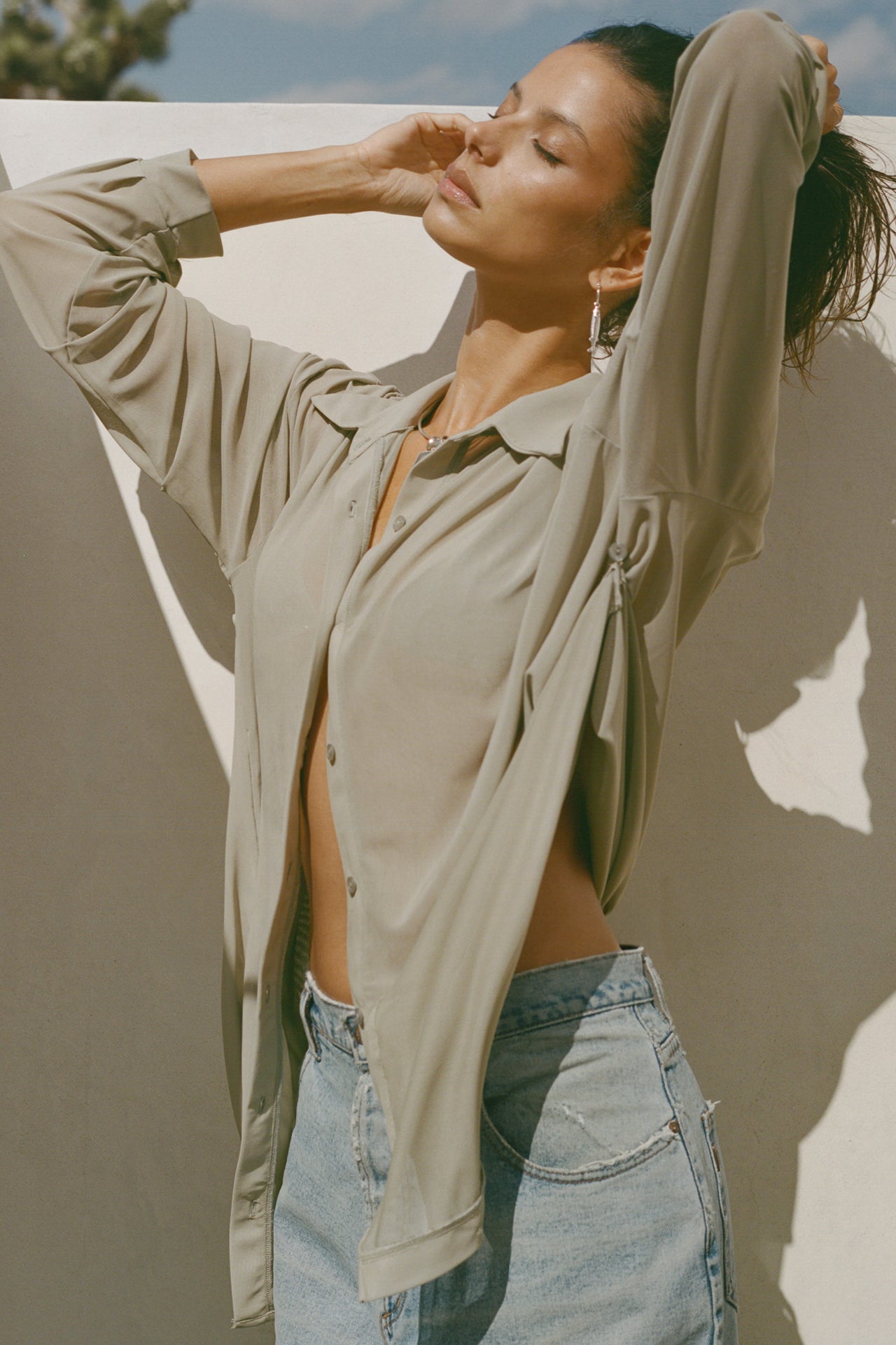 Oversized Sheer Button Down