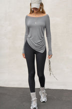 Ruched Asymmetrical Long Sleeve