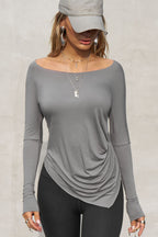 Ruched Asymmetrical Long Sleeve
