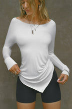 Ruched Asymmetrical Long Sleeve