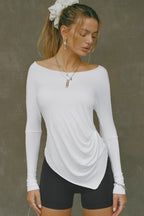 Ruched Asymmetrical Long Sleeve