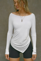 Ruched Asymmetrical Long Sleeve