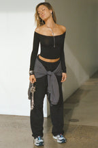 Bare Shoulder Long Sleeve